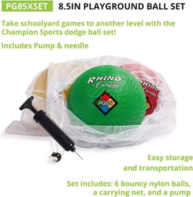 img 3 attached to 🏀 Champion Sports Playground Ball Set: 6 Multi Colored Textured Nylon Soft Rubber Bouncy Balls with Mesh Storage Bag & Pump - Ideal for Kids Dodgeball, Kickball, Foursquare, Handball Games - Indoor Outdoor