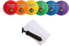 img 4 attached to 🏀 Champion Sports Playground Ball Set: 6 Multi Colored Textured Nylon Soft Rubber Bouncy Balls with Mesh Storage Bag & Pump - Ideal for Kids Dodgeball, Kickball, Foursquare, Handball Games - Indoor Outdoor