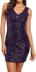 img 3 attached to 👗 Women's V Neck Sequin Cocktail Dress - Bodycon Glitter Party Dress by PrettyGuide