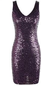 img 2 attached to 👗 Women's V Neck Sequin Cocktail Dress - Bodycon Glitter Party Dress by PrettyGuide