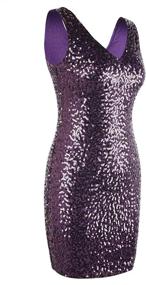 img 1 attached to 👗 Women's V Neck Sequin Cocktail Dress - Bodycon Glitter Party Dress by PrettyGuide