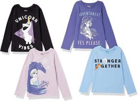 img 4 attached to Girls' Long-Sleeve T-Shirts with Disney, Star Wars, Marvel, Frozen Princess Designs by Spotted Zebra