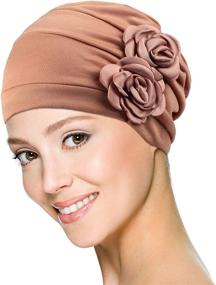 img 2 attached to 🌺 Vintage Elastic Headwrap Hat with Flower Design - 6-Piece Women's Turban Caps