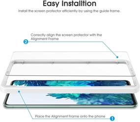 img 2 attached to 📱 OMOTON [3+2 пакет] Защитное стекло для экрана и линзы камеры для Samsung Galaxy S20 FE 5G, с каркасом-направляющим, четким высоким разрешением и твердостью 9H.