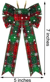 img 3 attached to 🎀 ANECO 24 Pack Christmas Buffalo Plaid Bows: Snowflake Printed Wreath Decorations, 5 x 7 Inches