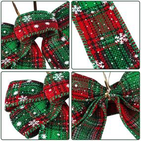 img 2 attached to 🎀 ANECO 24 Pack Christmas Buffalo Plaid Bows: Snowflake Printed Wreath Decorations, 5 x 7 Inches