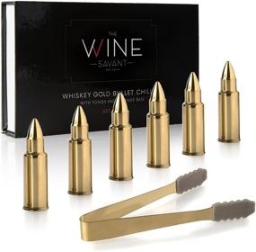 img 4 attached to 🥃 Premium Gold Bullet Whiskey Chillers Stones Set - The Wine Savant 1.75in Whiskey Rocks - Stainless Steel Bullet Shaped Ice Cubes - Includes Gift Box, Tongs, and Storage Bag - Ideal for Whiskey or Scotch