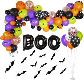 img 4 attached to 🎃 Halloween Balloons Garland Kit – 92 Pack: Latex BOO Foil, Confetti, Bat Decorations – Party Supplies & Favors