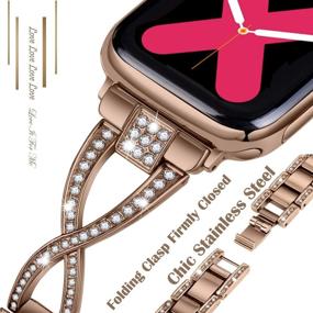 img 2 attached to 👑 Ремешки для часов JFdragon - совместимые с Apple Watch SE, серия 6/5/4/3/2/1 - женские металлические украшения со стразами - заменяемые браслеты - подходят для моделей 38 мм, 40 мм, 42 мм и 44 мм.