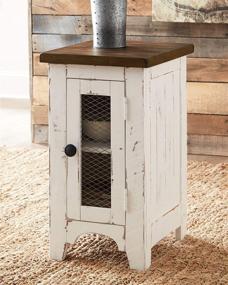 img 3 attached to 🪑 Stylish Signature Design by Ashley Chairside End Table in White/Brown - Perfect Addition to Your Farmhouse Décor