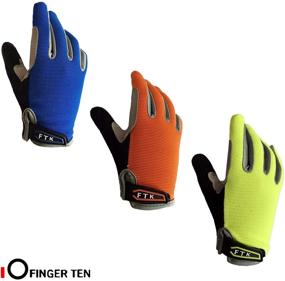 img 3 attached to 🧤 Cycling Gloves for Kids - Full Finger Pair for Boys and Girls, Youth Bike Riding Gear with Touch Screen Function and Gel Padding, Blue and Orange Color Options