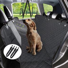 img 4 attached to 🐶 Durable 600D Heavy Duty Dog Car Seat Cover with Waterproof Hammock and Mesh Window – Protect Your Back Seat with Nonslip Design and 2 Seat Belts