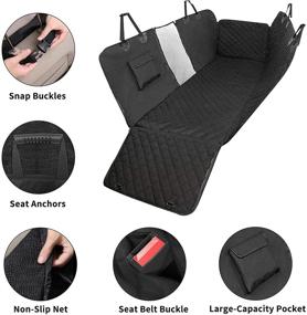 img 2 attached to 🐶 Durable 600D Heavy Duty Dog Car Seat Cover with Waterproof Hammock and Mesh Window – Protect Your Back Seat with Nonslip Design and 2 Seat Belts