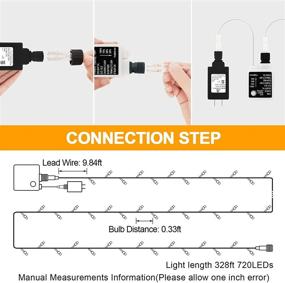 img 2 attached to 🎄 Super Long 720LED Christmas Lights Outdoor: 328ft Remote Timer & 8 Modes, Plug-in Fairy Lights for Xmas Tree, Thanksgiving, Party, Wedding Indoor Decorations