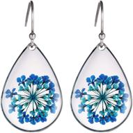 fm fm42 multi-colored queen anne's lace flowers teardrop dangle hook earrings (4 colors) logo