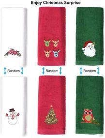 img 3 attached to 🎄 Premium 100% Cotton Christmas Hand Towels (3 Set: Red, White, Green) - Ideal for Bathroom, Kitchen, and Dish Drying