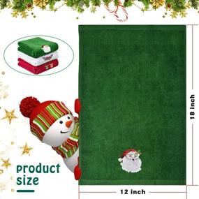img 2 attached to 🎄 Premium 100% Cotton Christmas Hand Towels (3 Set: Red, White, Green) - Ideal for Bathroom, Kitchen, and Dish Drying
