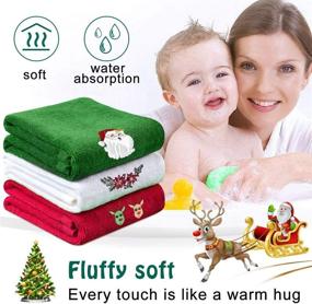 img 1 attached to 🎄 Premium 100% Cotton Christmas Hand Towels (3 Set: Red, White, Green) - Ideal for Bathroom, Kitchen, and Dish Drying