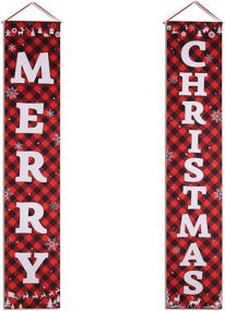 img 1 attached to 🎅 Enhance Your Porch with Festive Cheer - Merry Christmas Banner & Porch Sign - Large 71"x14" Outdoor Christmas Decorations - Red Plaid Theme