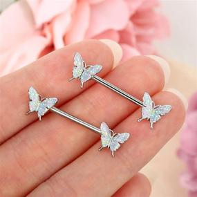 img 2 attached to 🦋 Nipple Barbell Jewelry - JEWSEEN 14g Butterfly Nipple Piercing Ring - Body Piercing Jewelry for Nipples