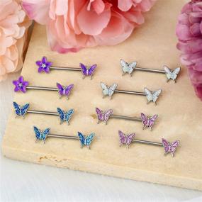 img 3 attached to 🦋 Nipple Barbell Jewelry - JEWSEEN 14g Butterfly Nipple Piercing Ring - Body Piercing Jewelry for Nipples