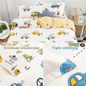 img 2 attached to 🚗 Cars Cartoon Duvet Cover Set for Kids - Reversible Stripes Printed Twin Size Bedding - 100% Cotton Breathable Material - Includes 1 Duvet Cover and 1 Pillowcase - Perfect for Boys and Girls