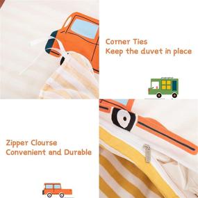 img 3 attached to 🚗 Cars Cartoon Duvet Cover Set for Kids - Reversible Stripes Printed Twin Size Bedding - 100% Cotton Breathable Material - Includes 1 Duvet Cover and 1 Pillowcase - Perfect for Boys and Girls