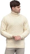 🧣 aran crafts unisex irish cable knitted soft roll neck sweater: luxurious 100% merino wool warmth logo