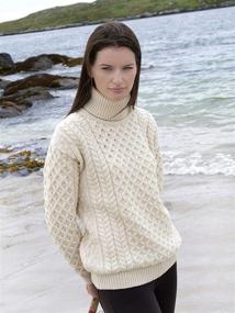 img 2 attached to 🧣 Aran Crafts Unisex Irish Cable Knitted Soft Roll Neck Sweater: Luxurious 100% Merino Wool Warmth