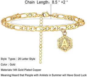 img 2 attached to 🔗 Dcfywl731 18K Gold Figaro Anklet Bracelet for Women and Men - Initial Customizable Cuban Link Anklet Bracelet for Women, Teen Girls - Personalized Gold Anklet with Initials