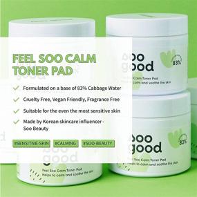 img 3 attached to Soothe & Calm Toner Pads (70 Pads) – Soobeauty's 🌿 Cabbage Water Extract, Vegan & Fragrance-Free Toning for a Relaxing Experience