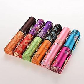 img 1 attached to 💄 6goodeals Lipstick Case Multi-Set: Silky Satin Fabric Cosmetic Case with Mirror - 12 Designs to Choose From!