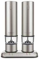 cuisinart brushed stainless steel sp-4 rechargeable electric salt & pepper mill set - newest model logo