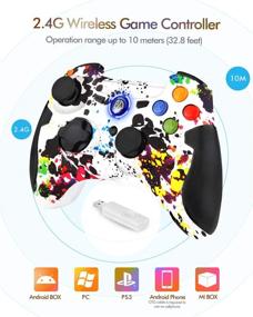 img 1 attached to 🎮 EasySMX Wireless Game Controller - PS3, PC, Android Compatible | Vibration, 10m Range | Portable White Gaming Joystick