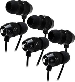 img 1 attached to Bastex Universal In-Ear Bass Stereo Headphones (3 Pack) with Built-In Microphone - Black, 3.5 mm Plug - High Quality Sound