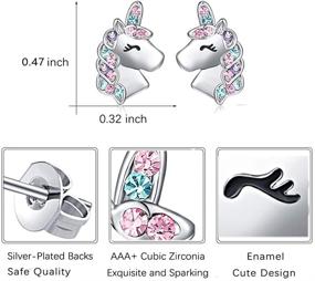 img 1 attached to 🦄 Sparkling Silver Unicorn Earrings: Hypoallergenic CZ Studs, Perfect Gifts for Girls - Birthday, Christmas, for Daughter