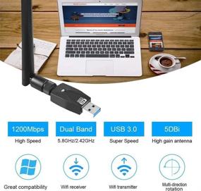 img 1 attached to 💻 Высокопроизводительный USB WiFi адаптер для ПК с двухдиапазонной антенной 5dBi - AC1200Mbps, совместим с Windows 10/8.1/8/7/XP, Mac OS 10.6-10.15, Linux