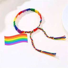 img 2 attached to 🌈 Выражайте свою гордость с браслетом Pride Handmade Braided от yfstyle - регулируемый браслет-брошь LGBT для лесбиянок, геев, бисексуалов и трансгендеров: аксессуары радужной гордости