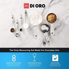 img 1 attached to 🥄 DI ORO 8-Piece Stainless Steel Measuring Cup and Spoon Set: Easy-to-Read, Dishwasher Safe Kitchen Tools for Precise Cooking and Baking Needs