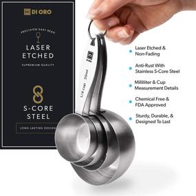 img 3 attached to 🥄 DI ORO 8-Piece Stainless Steel Measuring Cup and Spoon Set: Easy-to-Read, Dishwasher Safe Kitchen Tools for Precise Cooking and Baking Needs