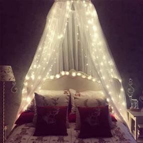 img 4 attached to 🦟 Ultra Large Mosquito Net for Bed with 100 LED String Lights - Ideal Bed Canopy for Baby, Kids, Girls, or Adults, Single to King Size Beds, Camping