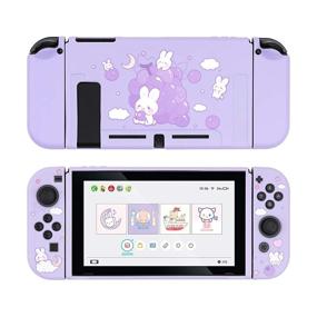 img 4 attached to 🐰 GeekShare Protective Case for Nintendo Switch Console and Joy-Con - Slim TPU Cover with Grape Bunny Design