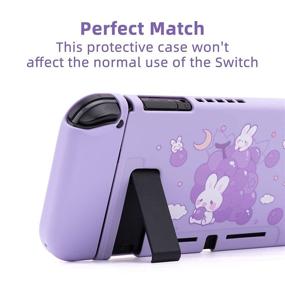 img 2 attached to 🐰 GeekShare Protective Case for Nintendo Switch Console and Joy-Con - Slim TPU Cover with Grape Bunny Design