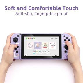 img 3 attached to 🐰 GeekShare Protective Case for Nintendo Switch Console and Joy-Con - Slim TPU Cover with Grape Bunny Design