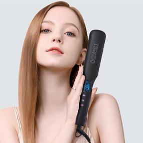 img 1 attached to 🔥 Откройте для себя вытяжной утюжок для волос TSEKIDO Flat Iron: инновационный 2 в 1 стайлер с керамическим и турмалиновым покрытием, двойным напряжением, ЖК-дисплеем и быстрым нагревом до 480℉ (пластина 1,5 дюйма)