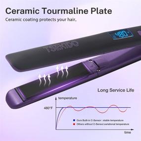 img 2 attached to 🔥 Откройте для себя вытяжной утюжок для волос TSEKIDO Flat Iron: инновационный 2 в 1 стайлер с керамическим и турмалиновым покрытием, двойным напряжением, ЖК-дисплеем и быстрым нагревом до 480℉ (пластина 1,5 дюйма)