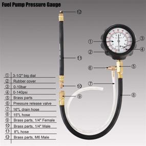 img 1 attached to 🔧 YSTOOL Набор для проверки давления топлива и насоса инжектора автомобильных двигателей - Манометр для воздушно-топливной смеси 140PSI с комплектом адаптеров для автомобилей, мотоциклов (синий футляр)