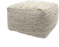 🪑 christopher knight home grace large square boho pouf - ivory and beige hemp and cotton material logo