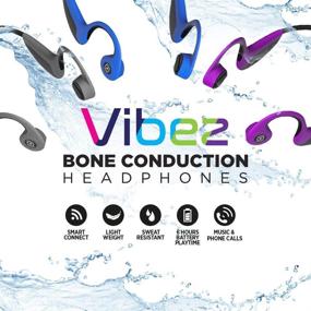 img 3 attached to Vibez Bone Conduction Headphones: Portable Open Ear Headset with Bluetooth 5.0 for Running, Hiking, Driving - Sweat Resistant Sports Earphones with Mic & Volume Control (Grey)