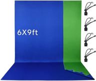 📸 emart 6x9 ft chromakey green/blue polyester-cotton photography backdrop background for studio photo and video, 2-in-1 screen with 4 backdrop clips logo